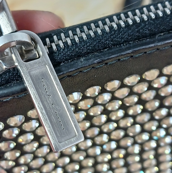 RICK OWENS Rick Owens - Crystal-Embellished Leather neck wallet bag. - Picture 5 of 9